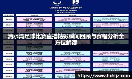 清水湾足球比赛直播精彩瞬间回顾与赛程分析全方位解读