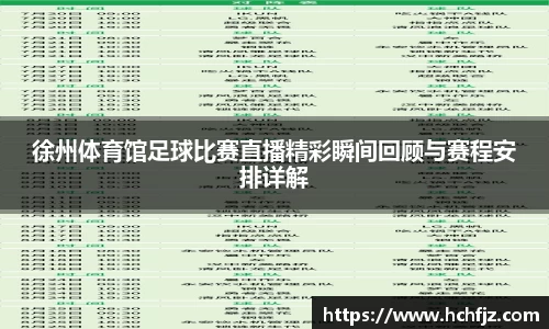 徐州体育馆足球比赛直播精彩瞬间回顾与赛程安排详解